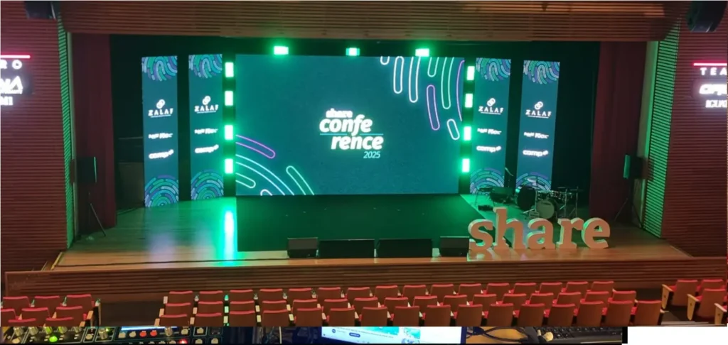 Evento Share RH - Teatro Oficina do Estudante - Som, painel de LED, estrutura e luz