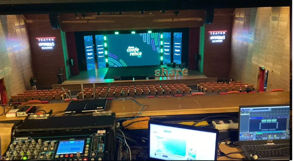 Evento Share RH - Teatro Oficina do Estudante - Som, painel de LED, estrutura e luz