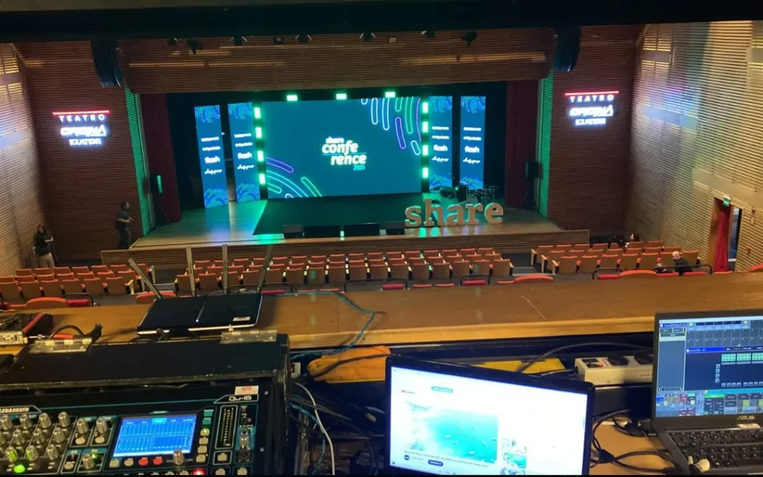 Evento Share RH - Teatro Oficina do Estudante - Som, painel de LED, estrutura e luz